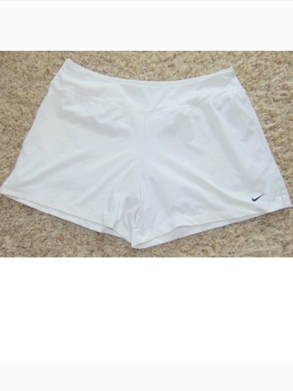 NIKE Running Shorts Womens L White Dri-Fit Elastic Waist Built in Brief